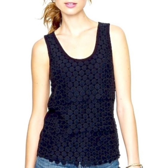 J. Crew - Tiered Dot Front Tank in Classic Navy - Picture 1 of 4
